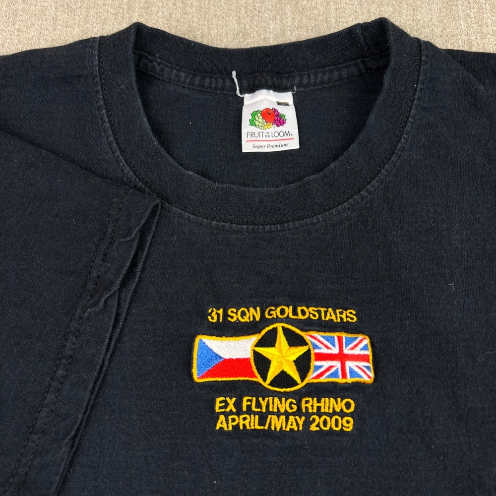 31st‎ Squadron GOLDSTARS Ex Flying Rhino 2009 T Shirt Men's Medium Black